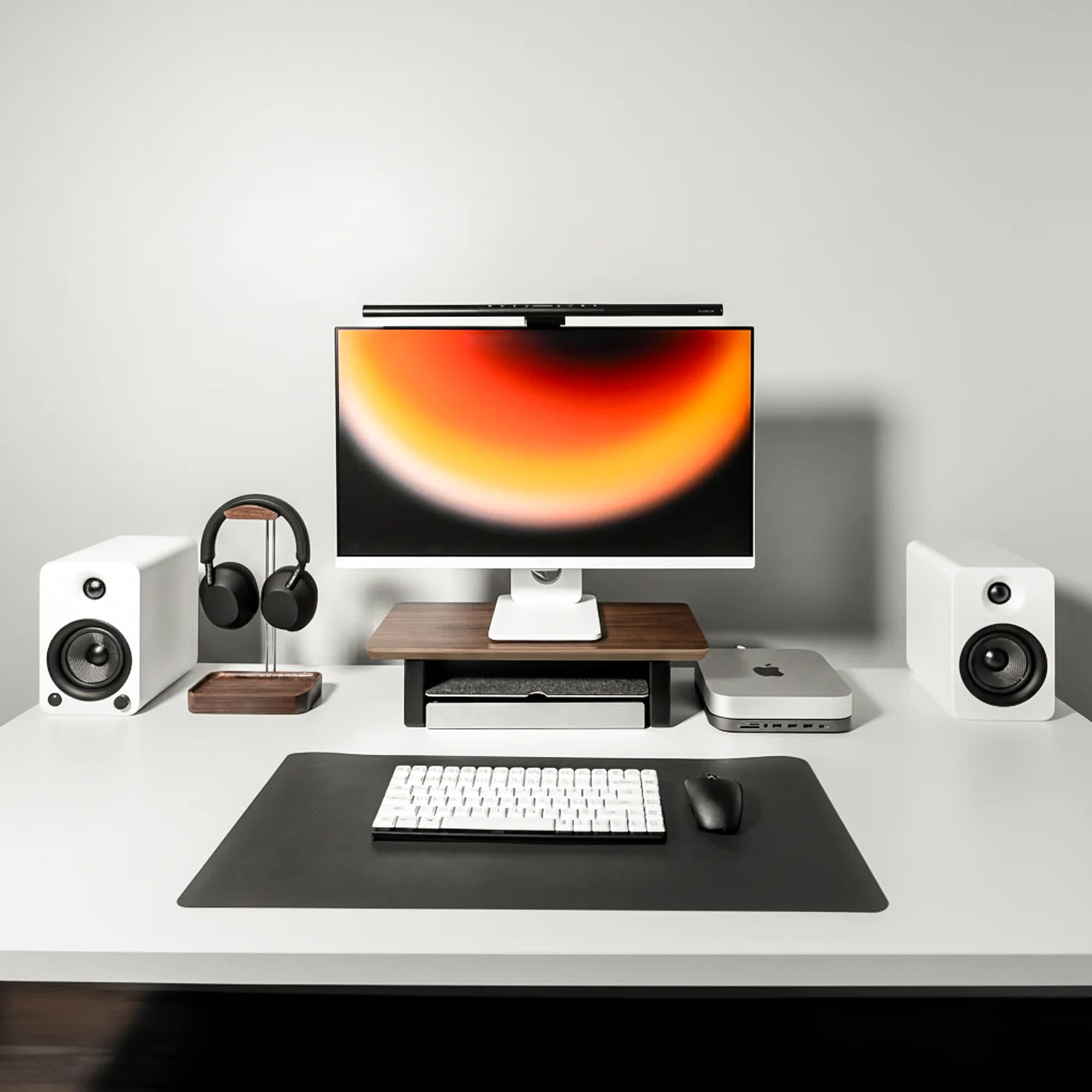 Desk Shelf Setup Cockpit Monitor Stand for Dual Screen Wooden